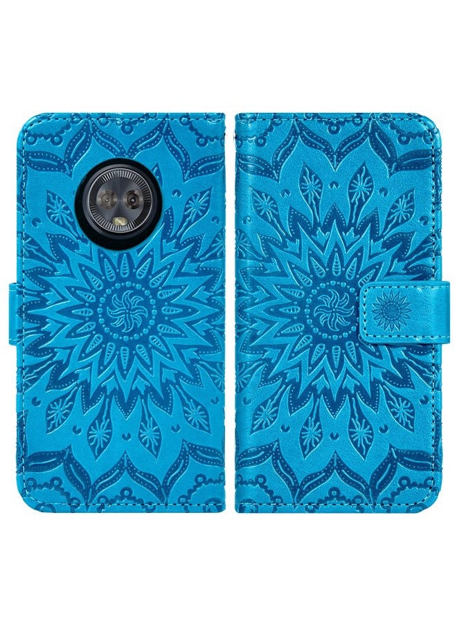 Asuwish Phone Case for Motorola Moto G6 Wallet with Tempered Glass Screen Protector Leather Flip Cover Card Holder Stand Cell Accessories MotoG6 G 6th Gen 6 6G XT1925DL XT1925-6 Moto6 Women Men Blue - Image 5