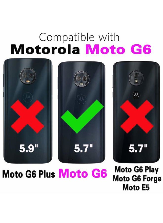 Asuwish Phone Case for Motorola Moto G6 Wallet with Tempered Glass Screen Protector Leather Flip Cover Card Holder Stand Cell Accessories MotoG6 G 6th Gen 6 6G XT1925DL XT1925-6 Moto6 Women Men Blue - Image 2