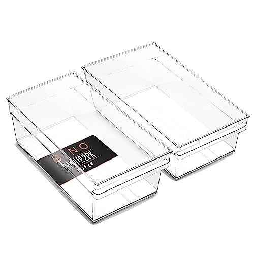 BINO Plastic Storage Bins Large Shallow THE HANDLER COLLECTION Multipurpose Organizer Bins Kitchen Pantry Organizers and Storage Clear Containers for Organizing Home Freezer Organizer - Image 1