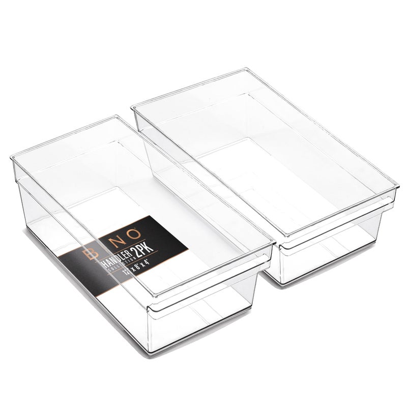 BINO Plastic Storage Bins Large Shallow THE HANDLER COLLECTION Multipurpose Organizer Bins Kitchen Pantry Organizers and Storage Clear Containers for Organizing Home Freezer Organizer - Image 2