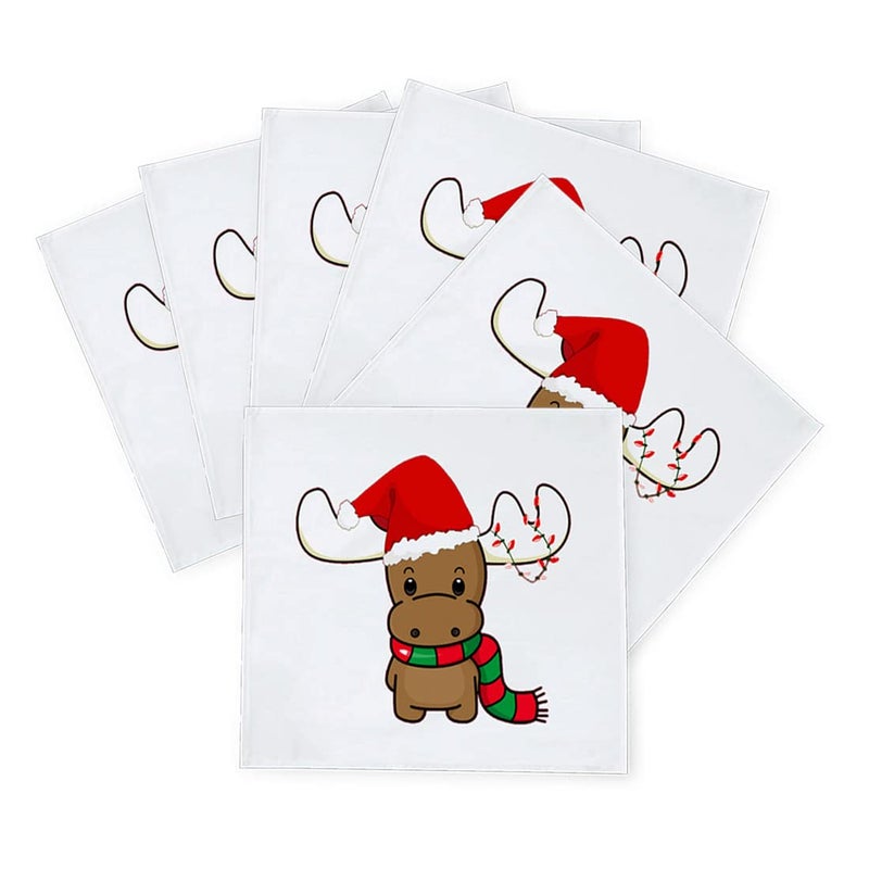 Khakee 6 Pcs Christmas Theme Silk Table Napkins 10x 10 for Xmas Decoration Christmas OrnamentsChristmas Giftxmas21683 - Image 2