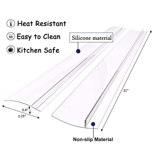 HELESIN Silicone Gap Covers, (2 PCS) Silicone Stove Gap filler Stopper Kitchen Stove Gap Covers - Flexible Stove Counter Gap Cover, Food Grade (21 Inches, Semi Clear) - Image 2