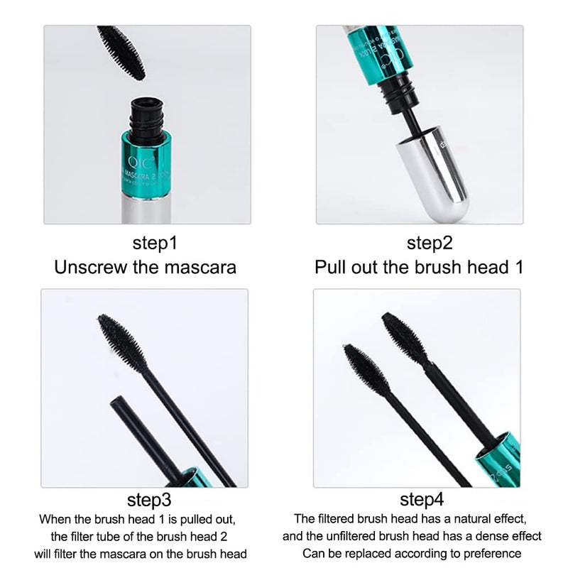 Qic NaSeny 2in1 Vibely Mascara Waterproof Black Volume And Length Thickening And Lengthening Dual Effect 5X Longer Mascara Smudge-Proof Non Clumping - Image 5