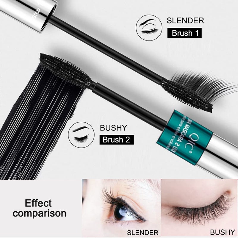 Qic NaSeny 2in1 Vibely Mascara Waterproof Black Volume And Length Thickening And Lengthening Dual Effect 5X Longer Mascara Smudge-Proof Non Clumping - Image 2