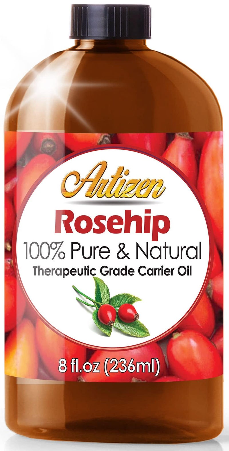 Artizen 8oz Rosehip Oil - Pure Natural Cold Pressed & Harvested From Fresh Roses Bushes & Rose Seed - Rose Hip Oil for your Face, Nails, Hands - Rosehip Oil for Skin