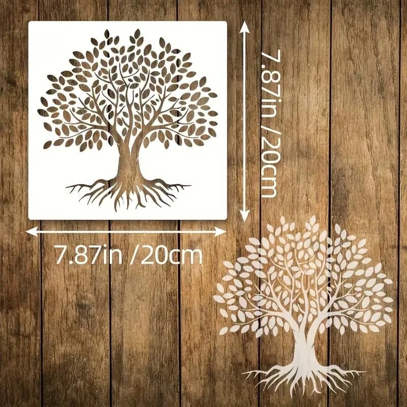 Cliths 7 Pcs Tree of Life Stencil Templates Reusable Plastic Art Templates with Separate Designs for Painting Walls, Wood, Canvas, Fabric, DIY Crafts, and Home Decoration - Image 2
