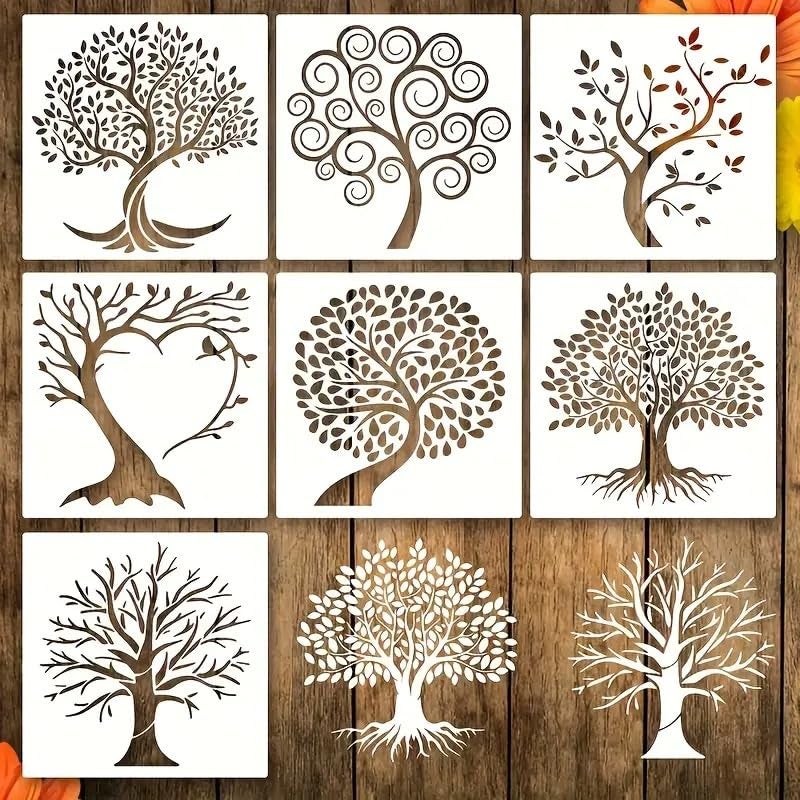 Cliths 7 Pcs Tree of Life Stencil Templates Reusable Plastic Art Templates with Separate Designs for Painting Walls, Wood, Canvas, Fabric, DIY Crafts, and Home Decoration - Image 3
