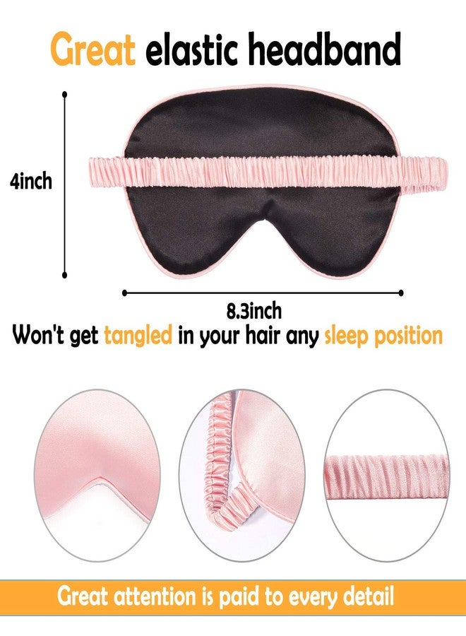 Whaline 2 Pcs Silk Sleep Eye Cover with Ear Plugs and Elastic Strap, Soft and Smooth Eye Cover for Men & Women Night Sleeping, Travel, Nap (Pink & Black) - Image 2
