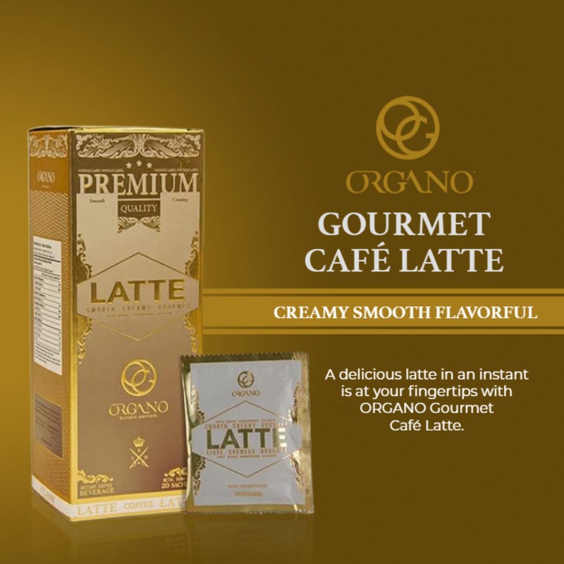 ORGANO Gourmet Cafe Latte, 100% Certified Ganoderma Lucidum (20 Sachets) - Image 2