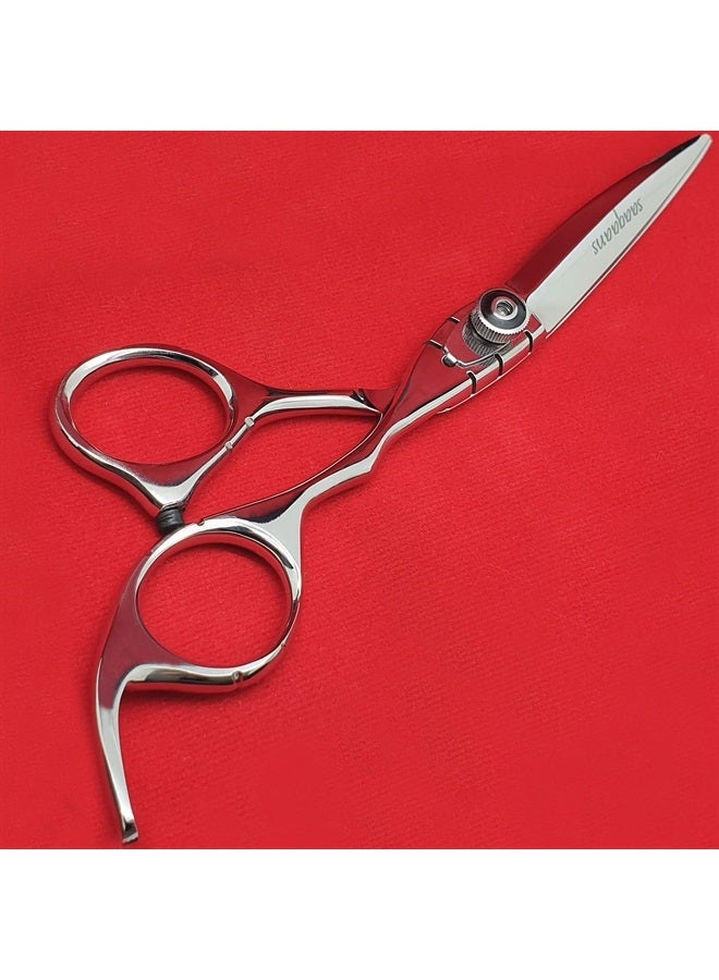 Saaqaans MSS-02 Professional Hair Cutting Scissors Set - Package includes Barber Scissor, Thinning Shear, Straight Razor, 10 x Double Edge Blades & Hair Comb in Stylish Scissors Case (Silver USA) - Image 1