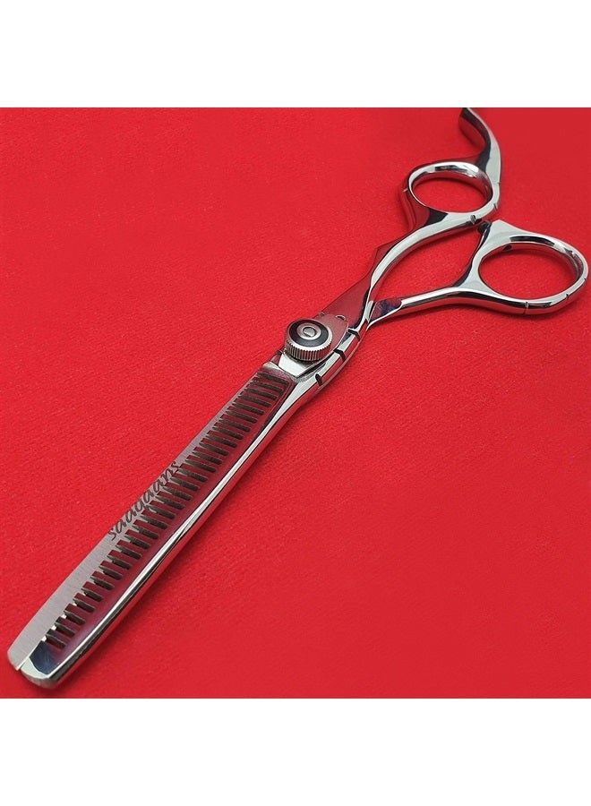 Saaqaans MSS-02 Professional Hair Cutting Scissors Set - Package includes Barber Scissor, Thinning Shear, Straight Razor, 10 x Double Edge Blades & Hair Comb in Stylish Scissors Case (Silver USA) - Image 3
