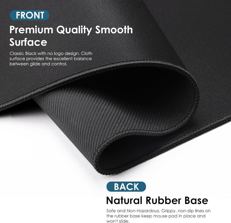 Sounce Mouse Pad Mercerized Surface Anti-fray Edges and Anti-Slip Rubber Base Gaming Mouse Pad a Laptop Desk Mat with Smooth Mouse Control Dimensions 900L x 400B x 2H mm (Black) - Image 2