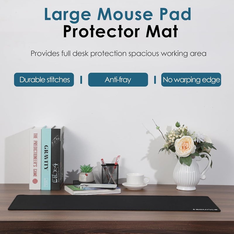 Sounce Mouse Pad Mercerized Surface Anti-fray Edges and Anti-Slip Rubber Base Gaming Mouse Pad a Laptop Desk Mat with Smooth Mouse Control Dimensions 900L x 400B x 2H mm (Black) - Image 5