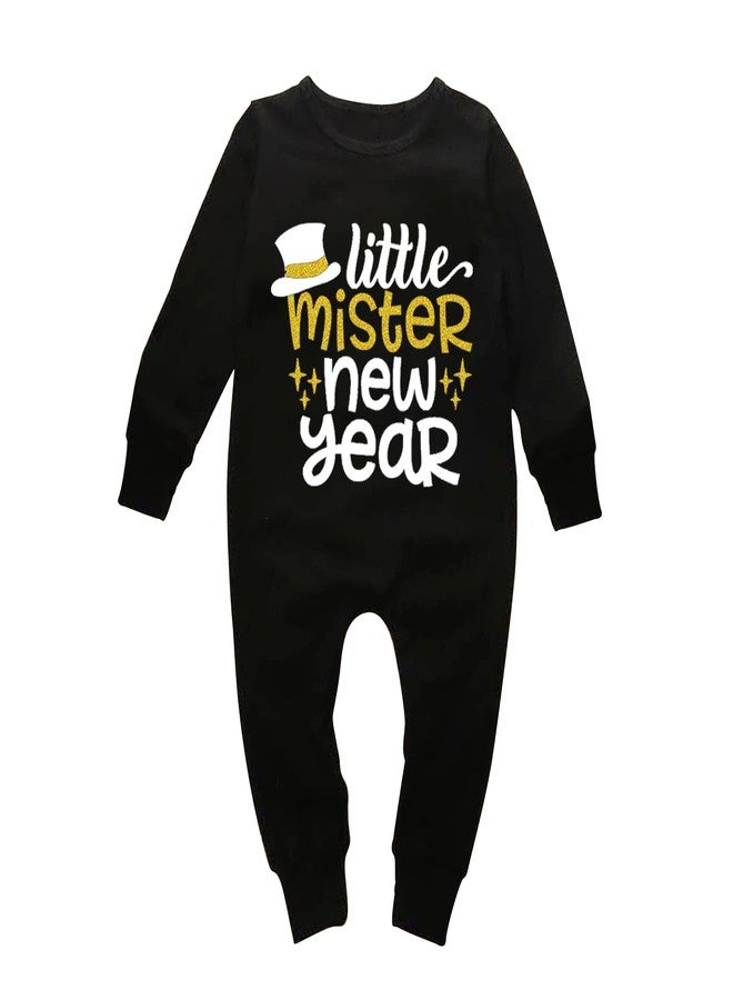 Mott2 New Year Special Black One Piece Coverall Unisex Baby Jumpsuit - Little Mister NewYear (Black, 0-3 Months) - Image 1