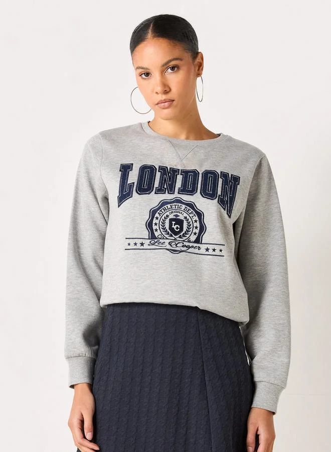 Lee Cooper Lee Cooper Applique Detail Cotton Sweatshirt with Long Sleeves