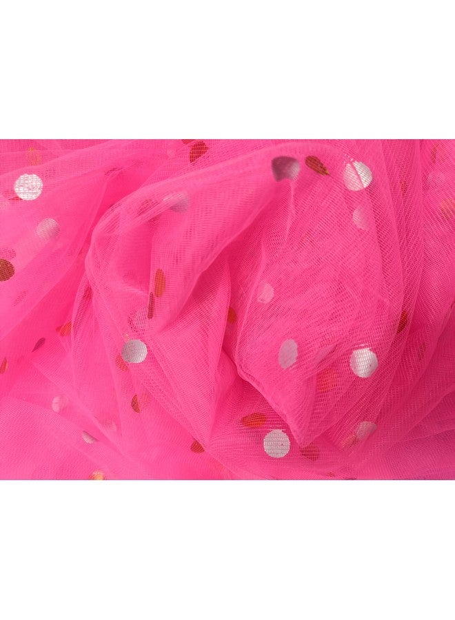 VRB DecTM 5 Mtr Multi Purpose Net Fabric Cloth Material for Decoration for Trousseau Packing, Party Hall Decoration,Gift Packing, Party Decor,Pooja Room Decoration Items (5 Mtr, Polkadot Pink) - Image 3