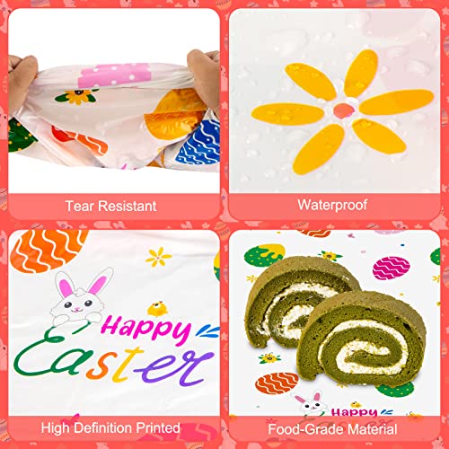 PERFQU 3 Pcs Easter Tablecloth-Happy Easter Bunny Table Cover, Disposable Plastic Rectangle Easter Colorful Eggs Table Cloth for Spring Easter Day Table Decorations and Party Supplies, 54 x 108 Inch - Image 4