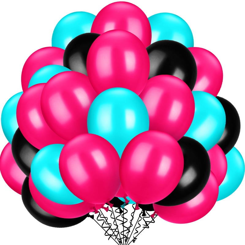 TecUnite 100 Pcs Rose Red Black Blue Latex Balloons 13 Inch Colorful Round Balloons for Graduation Wedding Birthday 4th of July Independence Day Patriotic Party Decoration - Image 2