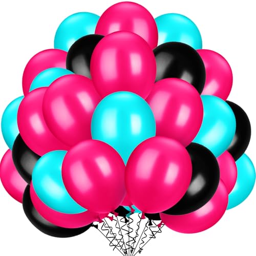 TecUnite 100 Pcs Rose Red Black Blue Latex Balloons 13 Inch Colorful Round Balloons for Graduation Wedding Birthday 4th of July Independence Day Patriotic Party Decoration - Image 1
