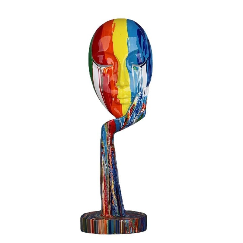 suruim Simple Creative Colorful Female Face Art Statue Thinker Sculpture Abstract Character Crafts Ornament Home Office Bedroom Living Room Study Decoration Large 153x49x49in