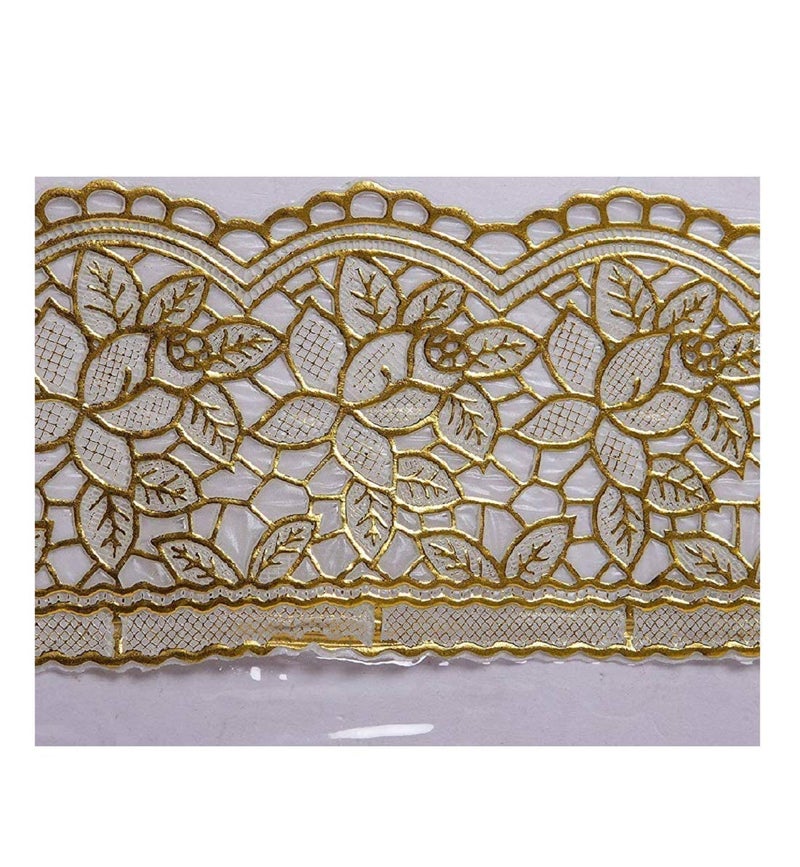 MONKDECOR Classic Transparent 6 Seater Oval Dining Table Cover with Golden LACE (60X90 Inches)(Plastic, Pack of 1) - Image 3