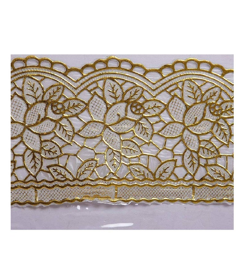 MONKDECOR Classic Transparent 6 Seater Oval Dining Table Cover with Golden LACE (60X90 Inches)(Plastic, Pack of 1) - Image 5