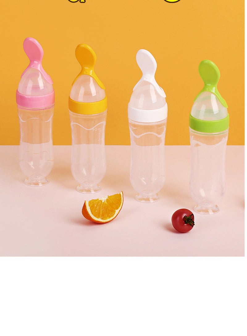 Soft Silicone Baby Light Weight Food Dispenser Bottle With Spoon Complementary Food Green  - Image 2