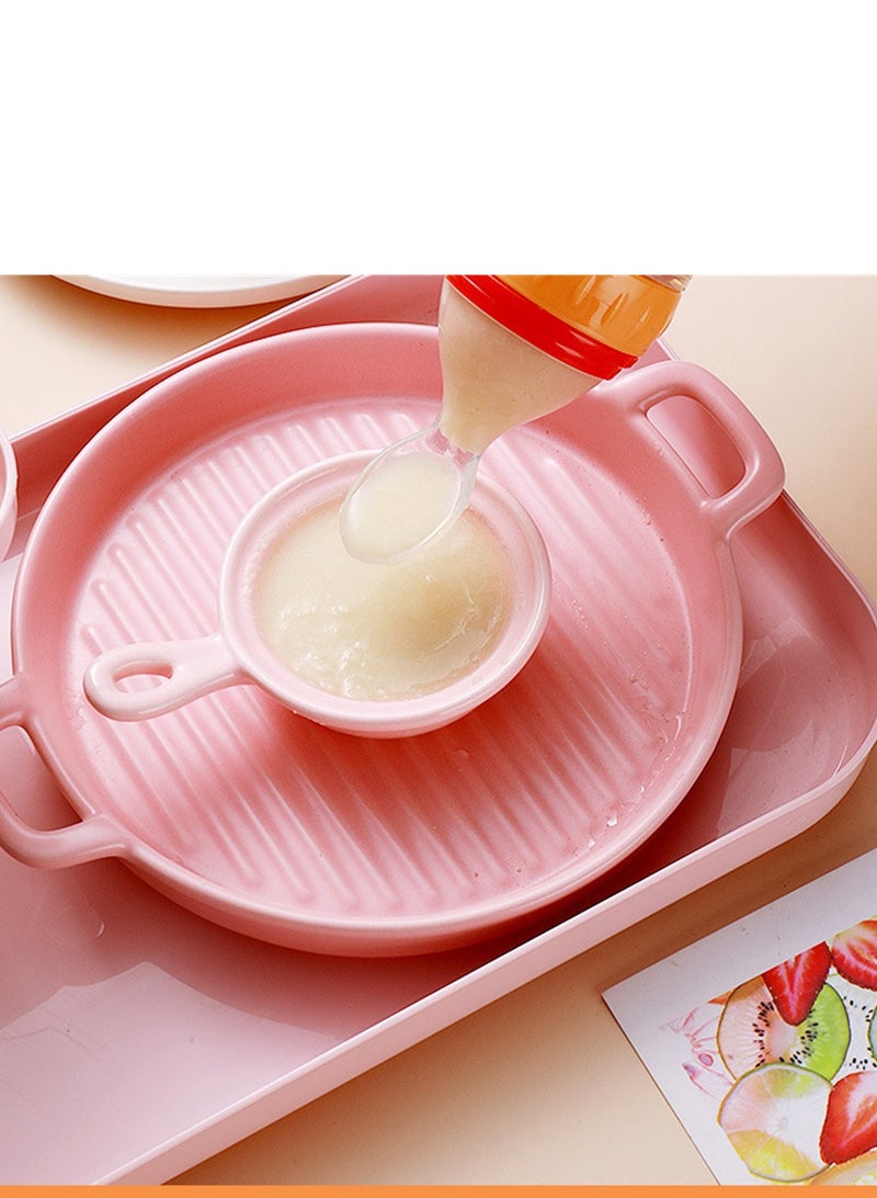 Soft Silicone Baby Light Weight Food Dispenser Bottle With Spoon Complementary Food Green  - Image 3