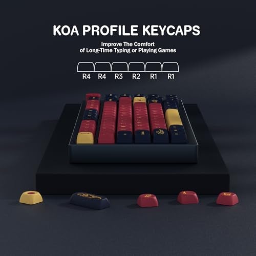 YMKPVR KBDiy Red Samurai Keycaps 60 Percent KOA Profile,Five Sides Dye-Sublimation PBT Retro Custom Keyboard Keycap,131 Keys Cap Set for Cherry Gateron MX Switches Mechanical Keyboards - Image 3