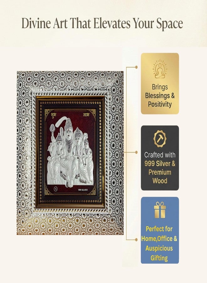ARTSMINE – Pure Silver Shiv Parivar Frame | 999 Silver Shiva Family Frame | Premium Spiritual & Religious Home Decor | Pooja Room Table Top & Wall | H × L 22 × 20 CM – 1 Unit - Image 2