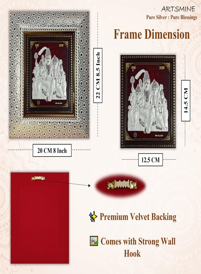 ARTSMINE – Pure Silver Shiv Parivar Frame | 999 Silver Shiva Family Frame | Premium Spiritual & Religious Home Decor | Pooja Room Table Top & Wall | H × L 22 × 20 CM – 1 Unit - Image 3