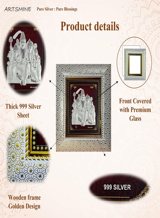 ARTSMINE – Pure Silver Shiv Parivar Frame | 999 Silver Shiva Family Frame | Premium Spiritual & Religious Home Decor | Pooja Room Table Top & Wall | H × L 22 × 20 CM – 1 Unit - Image 5