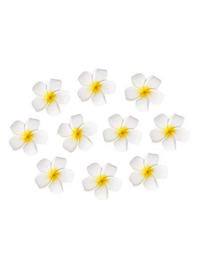 Wendy Mall 10Pcs Hawaiian Artificial Plumeria Foam Flower Hair Clip For Wedding Party Headdress Home Decoration White Yellow  - Image 1