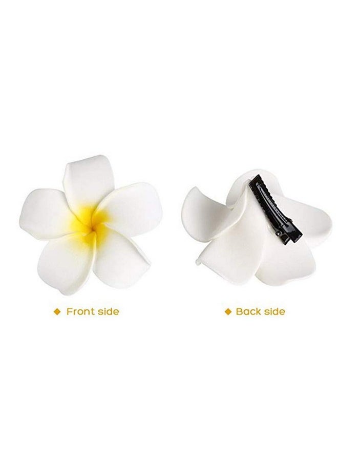 Wendy Mall 10Pcs Hawaiian Artificial Plumeria Foam Flower Hair Clip For Wedding Party Headdress Home Decoration White Yellow  - Image 2