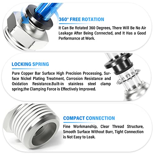 TAILONZ PNEUMATIC Male Straight 1/4 Inch Tube OD x 1/2 Inch NPT Thread Push to Connect Fittings PC-1/4-N4 (Pack of 10) - Image 3