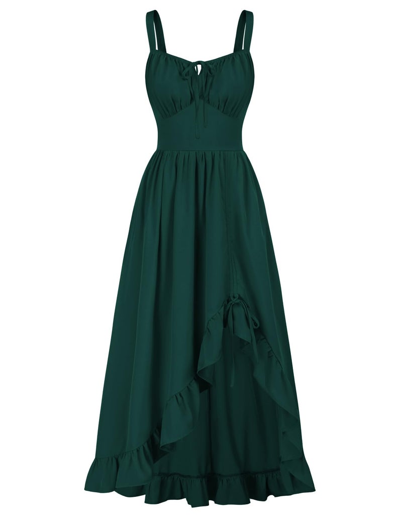 Scarlet Darkness Renaissance Costume Women Corset Dress For Women Medieval Milkmaid Sundress Green L - Image 1