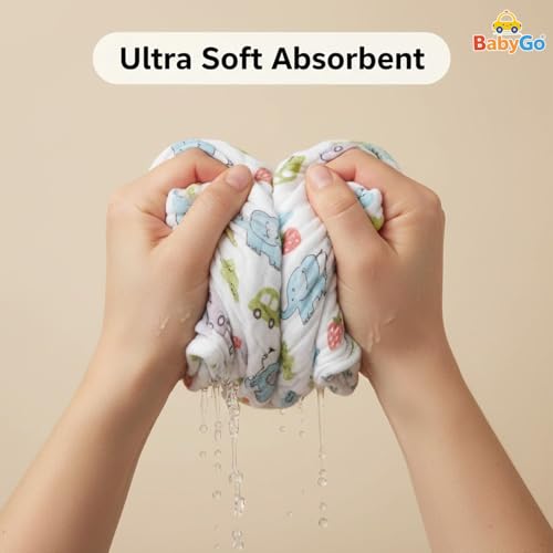 BabyGo Baby Muslin Washcloths, Super Soft 100% Cotton Face Towels | Reusable Hygiene Wash Cloth | Napkin for New Babies | Soft Hankies for Children (Small 30X 30Cm,(Pack of 5) - Image 4