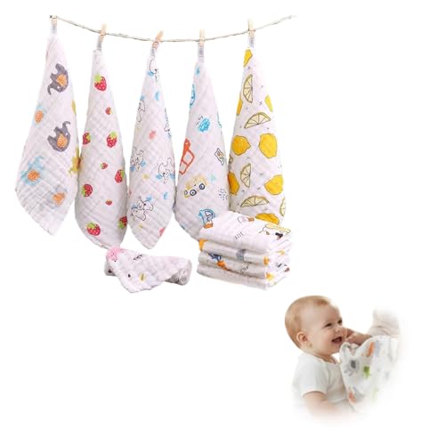 BabyGo Baby Muslin Washcloths, Super Soft 100% Cotton Face Towels | Reusable Hygiene Wash Cloth | Napkin for New Babies | Soft Hankies for Children (Small 30X 30Cm,(Pack of 5) - Image 1