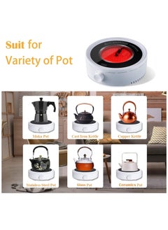 TOMSHOO Electric Mini Coffee Pot Warmer, Electric Teapot Stove Portable, 800W Electric Ceramic Stove Coffee Heater, Teapot Warmer, Heater Stove Countertop Burner for Boiling Water, Tea, Coffee (White)  - Image 2