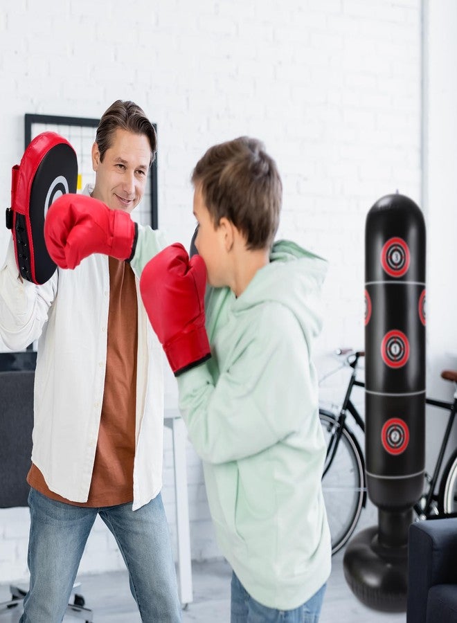 Halloscume 7 Pcs Kids Punching Bag Set Include Boxing Gloves, Inflatable Punching Bag, Hand Wraps, Hand Pads, Air Pump, Kids Boxing Training Set for Karate Kickboxing Taekwondo(Red) - Image 5