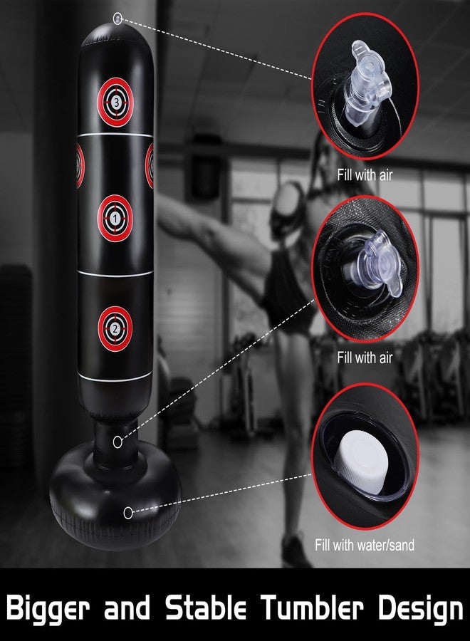 Halloscume 7 Pcs Kids Punching Bag Set Include Boxing Gloves, Inflatable Punching Bag, Hand Wraps, Hand Pads, Air Pump, Kids Boxing Training Set for Karate Kickboxing Taekwondo(Red) - Image 4