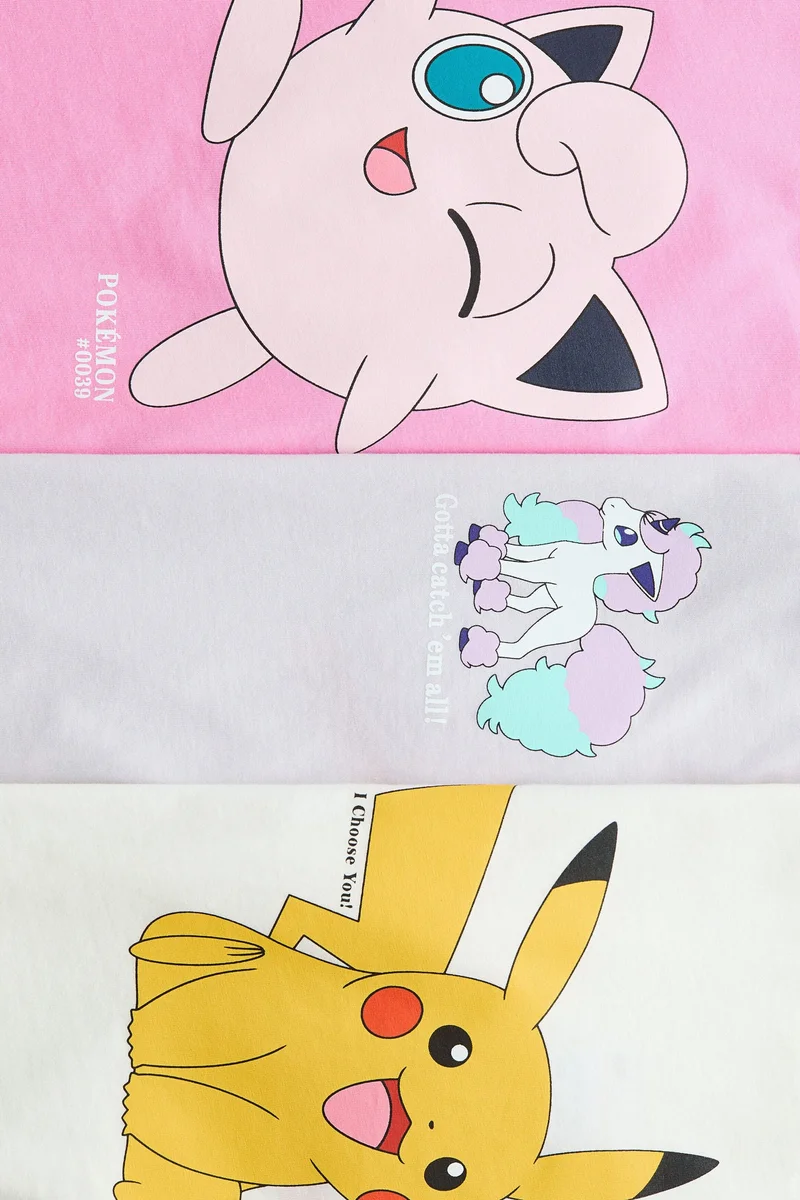 H&M 3-pack printed jersey tops