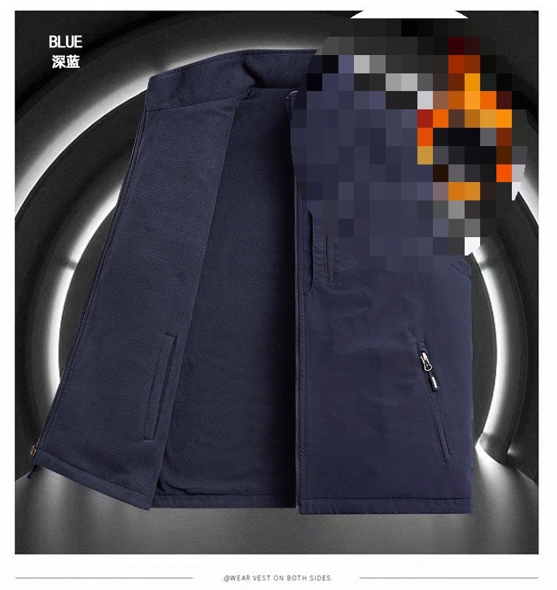 سترة عمل متعددة الوظائف في الهواء الطلق [نمط جديد] بسحاب وجيوب متعددة للرجال والنساء، خريف وربيع، كاكي مع فانيلا إضافية - Image 2