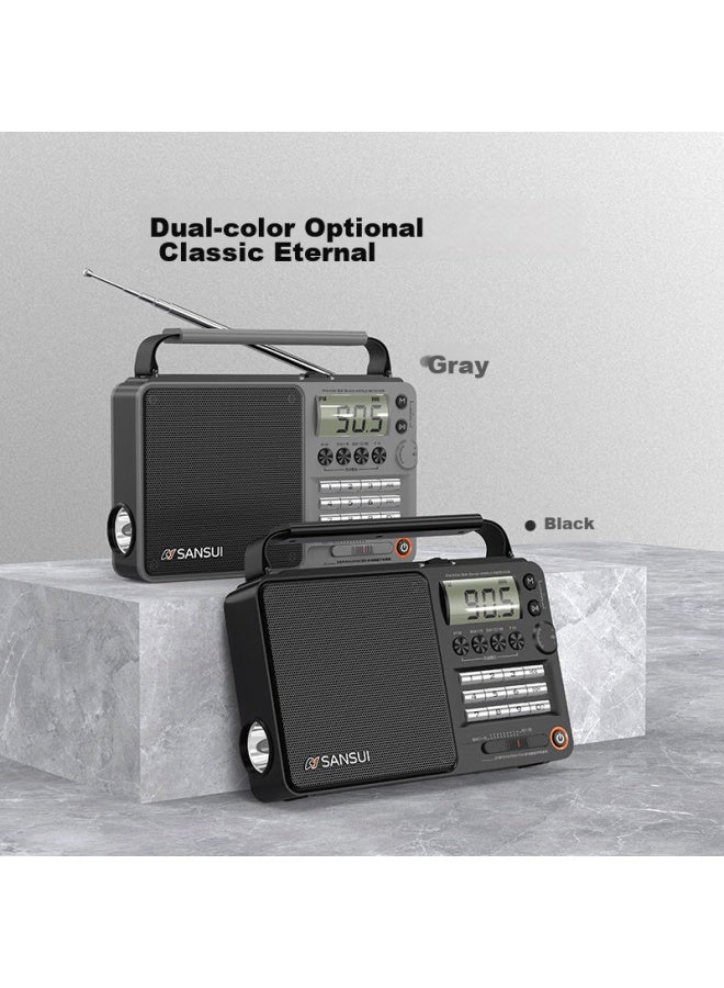 Sansui راديو M36 لكبار السن، مكبر صوت بلوتوث مصغر قابل لإعادة الشحن، مشغل صوتي شخصي محمول، مكبر صوت للبث بتقنية FM، مشغل موسيقى، أسود - Image 1