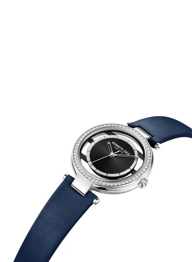كينيث كول نيو يورك Kenneth Cole New York Watch For Women With Blue Genuine Leather Strap 3 ATM - KCWLA2219803