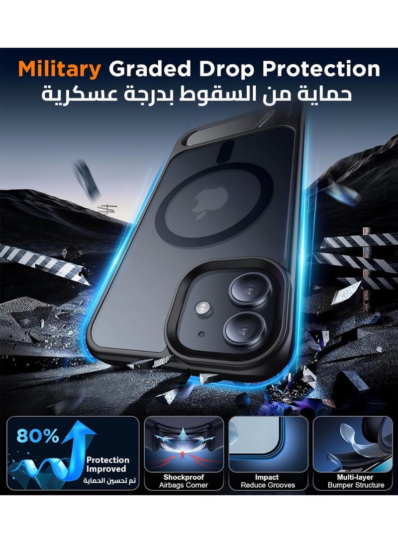 ايليجو جراب لموبايل ايفون 11 من، متوافق مع ماج سيف، غطاء مغناطيسي مع حامل غير مرئي، جراب موبايل حماية ضد الصدمات، جراب خلفي بمسند غير لامع لموبايل ابل 11 6.1 بوصة (2019) (اسود) - Image 2