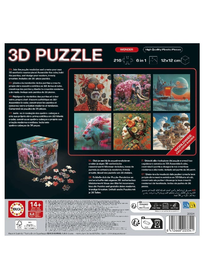 EDUCA لعبة الألغاز ثلاثية الأبعاد وندر | تحدي المكعب مع إجمالي 216 قطعة | الهيكل: قاعدة قابلة للتثبيت مع 6 ألغاز من 36 قطعة | لعبة ألغاز ثلاثية الأبعاد للبالغين من 8 سنوات (20334) - Image 3