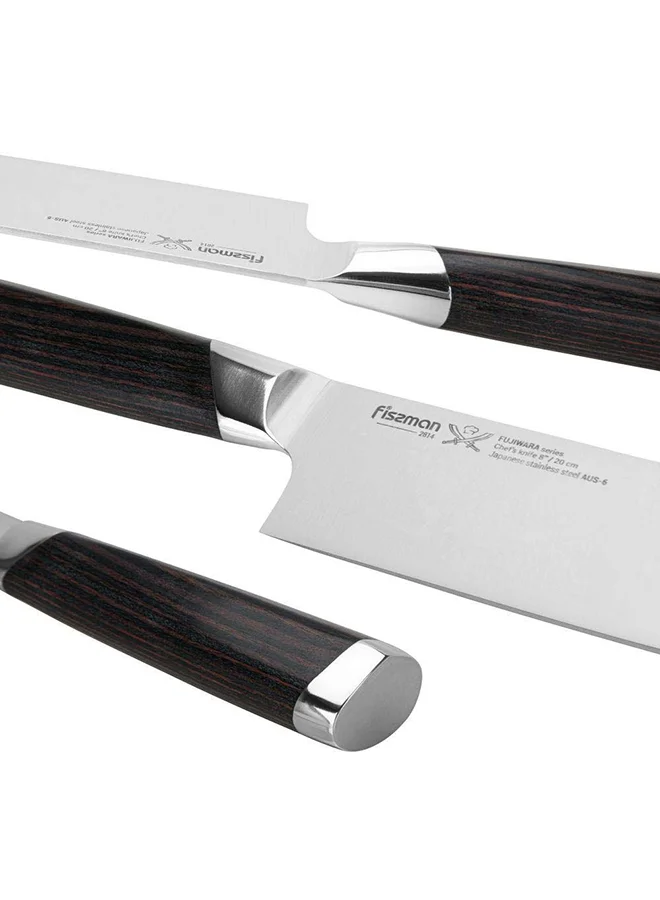 Fissman Fujiwara 8'' Chef'S Knife (Steel Aus-6) 2814 Japanese Stainless Steel Heavy Duty Kitchen Knife With Ergonomic Handle Suitable For Home And Restaurant 35.5X4.5X2.7Cm - Silver