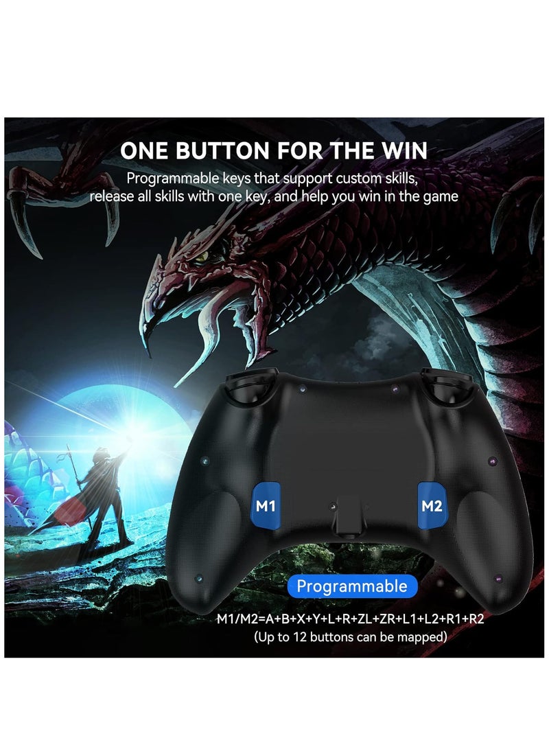 Wireless Switch Pro Controller for Nintendo Switch, Programmable Gamepad for Switch/Lite/OLED/PC with Wake Function, Dual Vibration, Macro Function, 6-Axis Motion and Turbo Switch Pro Controllers