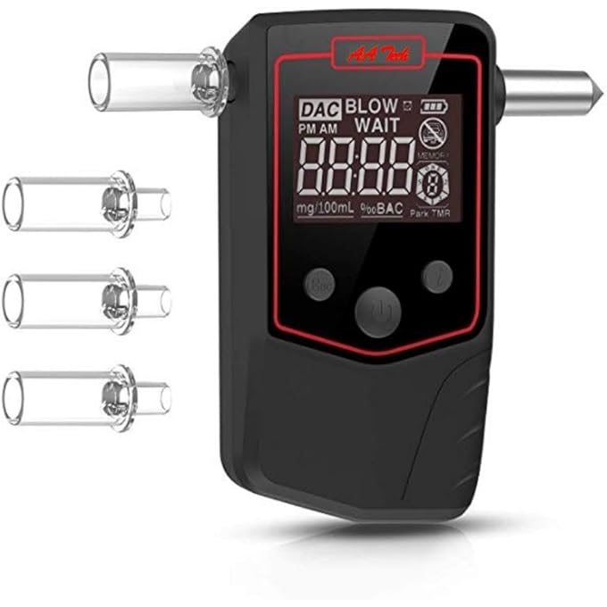 rayihni Alcohol tester with window breaker. Alcohol test Breathalyzer with rechargeable battery. Real-time clock with low standby current. Suitable for 2 different nozzles and 10 reminders - Image 3